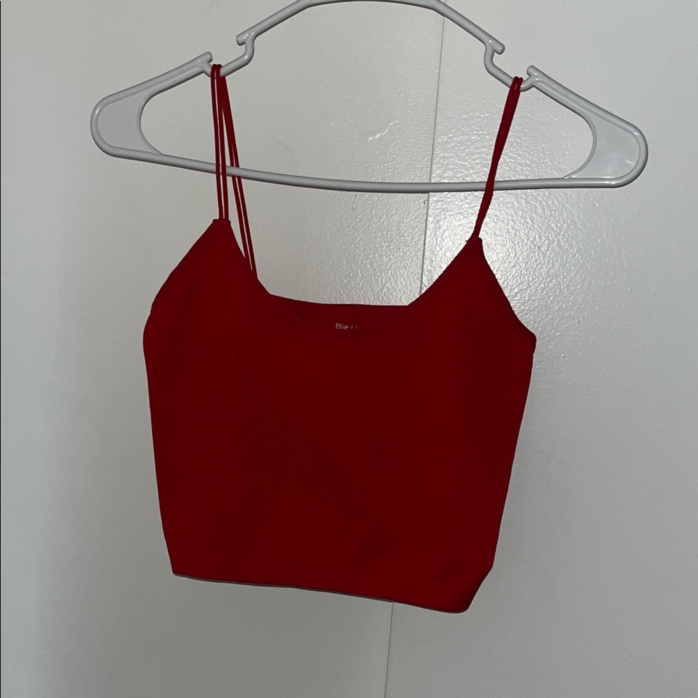 Red Spaghetti Strap Crop Top